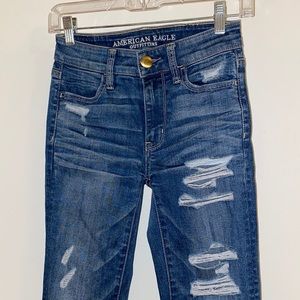 American Eagle 00 High-Rise Ripped Jeans
